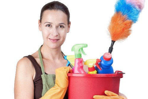 Regular cleaning in a bright modern home interior