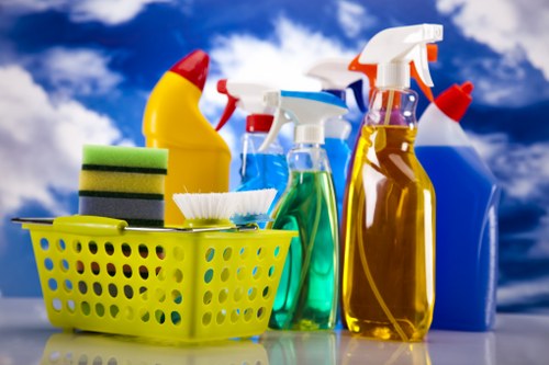 Weekly office cleaning routine in a conference room