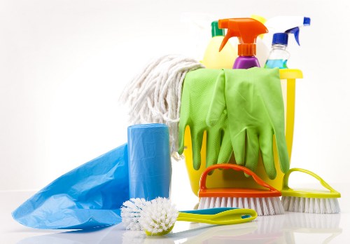 Move out cleaning team preparing a property for handover